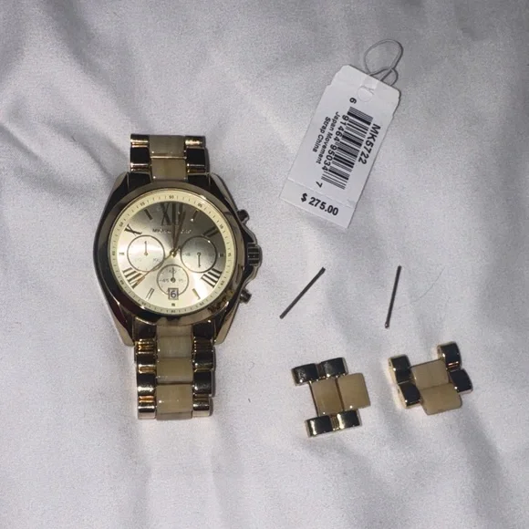LIKE NEW Michael Kors Gold and Cream Watch - Picture 1 of 3